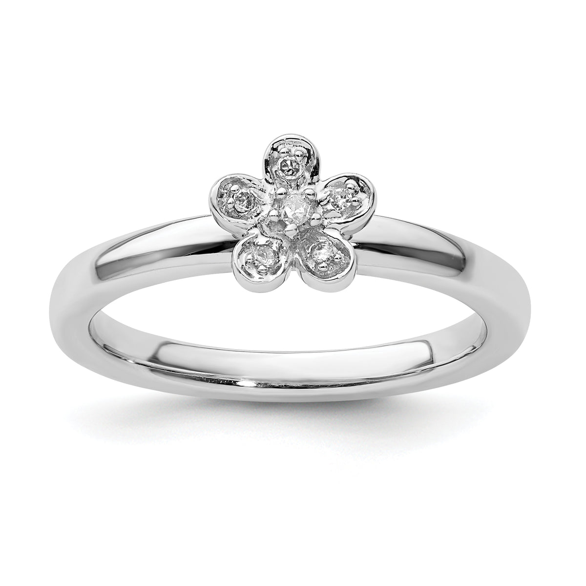 Sterling Silver Stackable Expressions Flower Diamond Ring