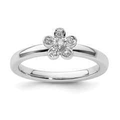 Sterling Silver Stackable Expressions Flower Diamond Ring