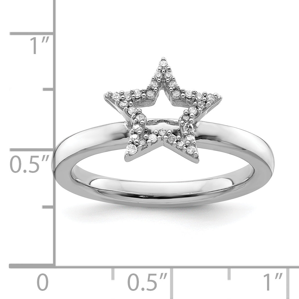 Sterling Silver Stackable Expressions Star Diamond Ring