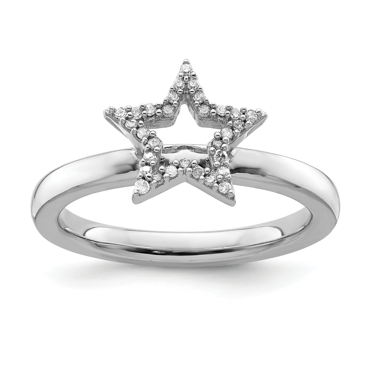 Sterling Silver Stackable Expressions Star Diamond Ring