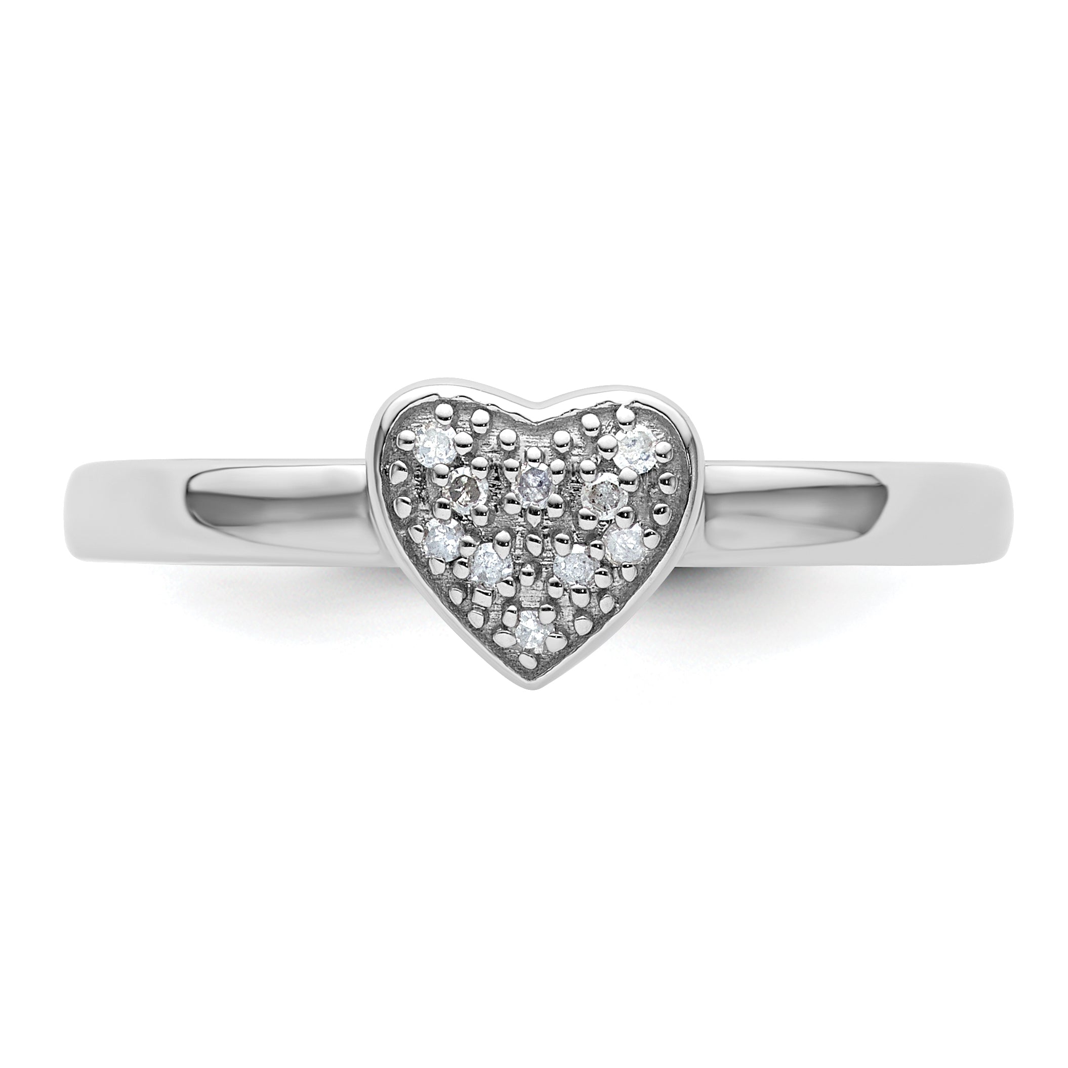 Sterling Silver Stackable Expressions Heart Diamond Ring