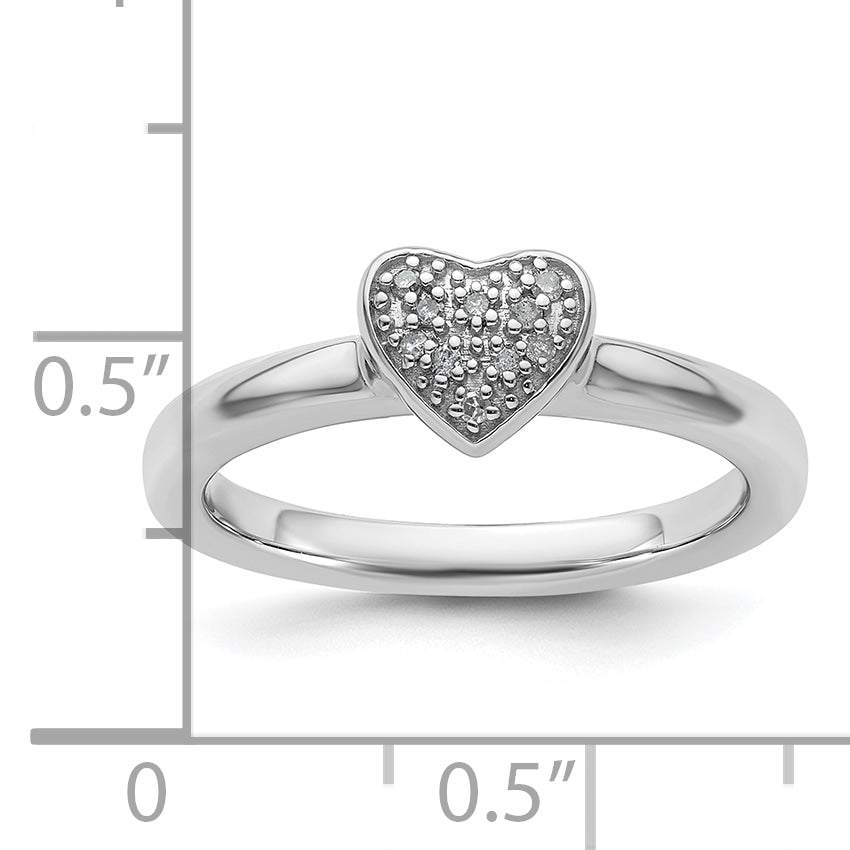 Sterling Silver Stackable Expressions Heart Diamond Ring