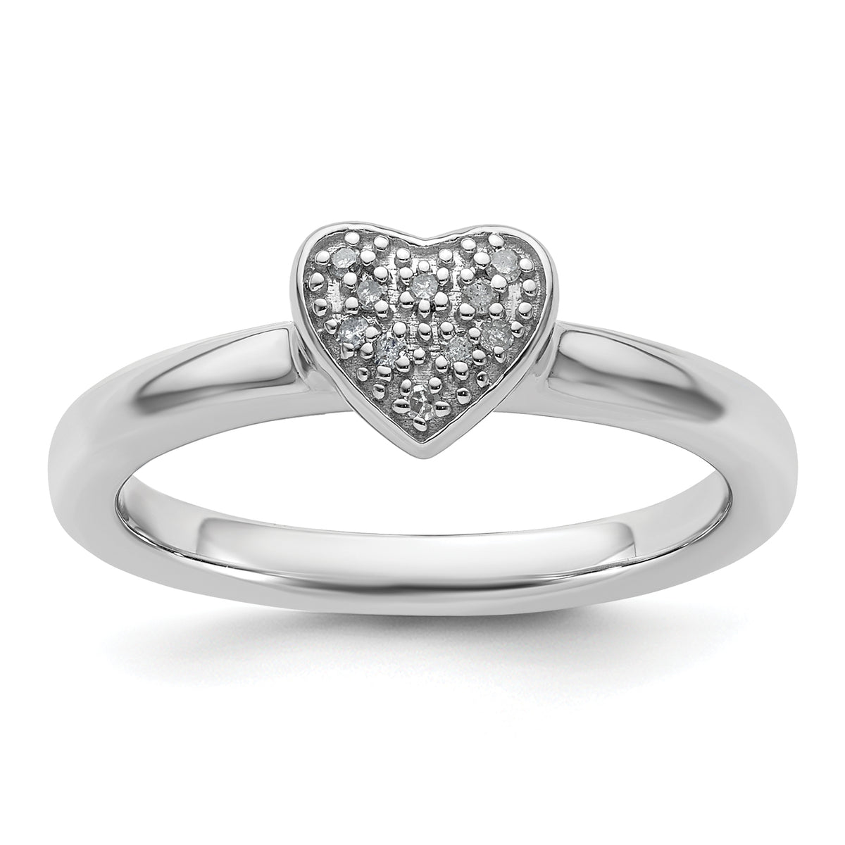 Sterling Silver Stackable Expressions Heart Diamond Ring