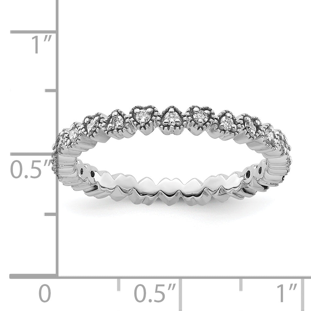 Sterling Silver Stackable Expressions Diamond Heart Ring