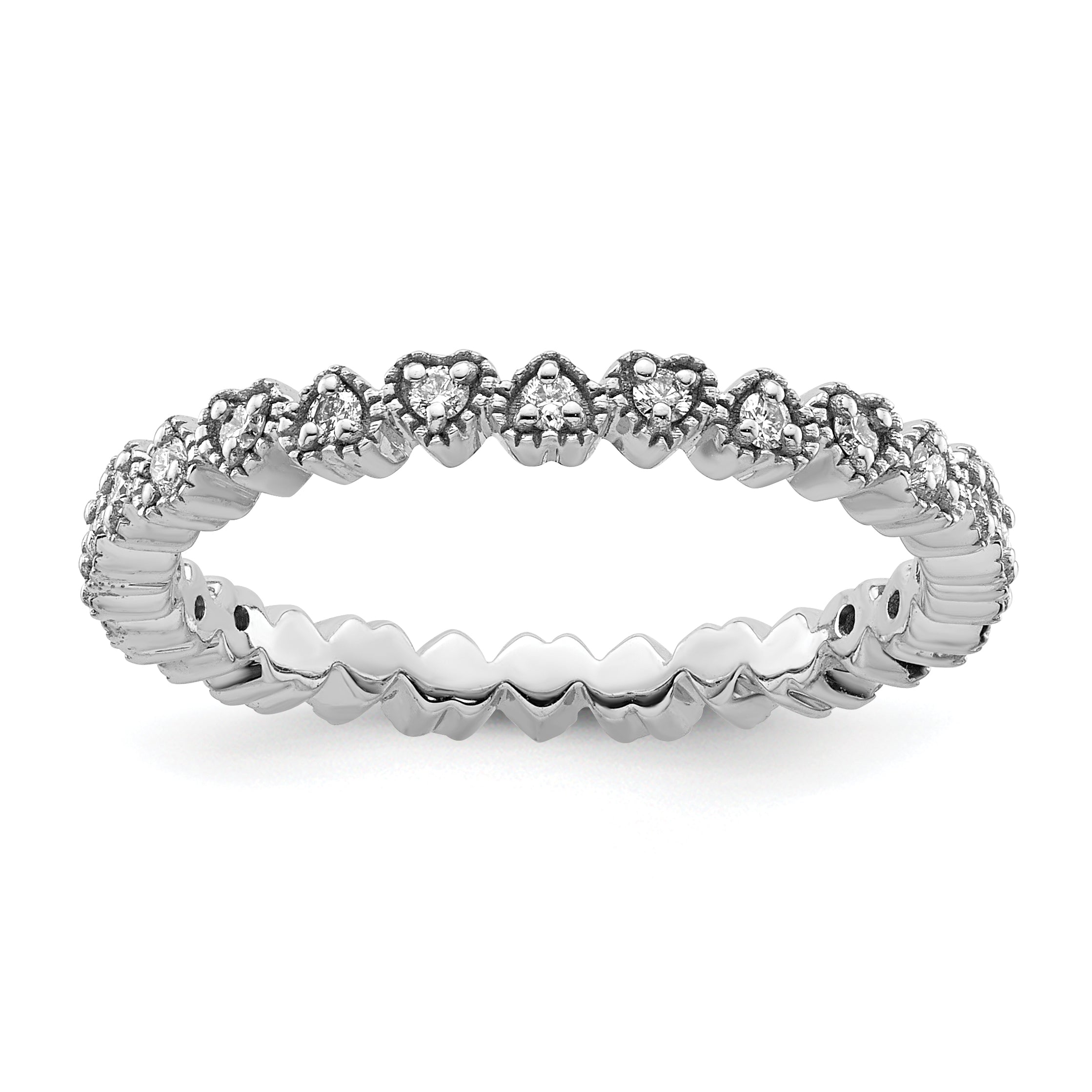 Sterling Silver Stackable Expressions Diamond Heart Ring