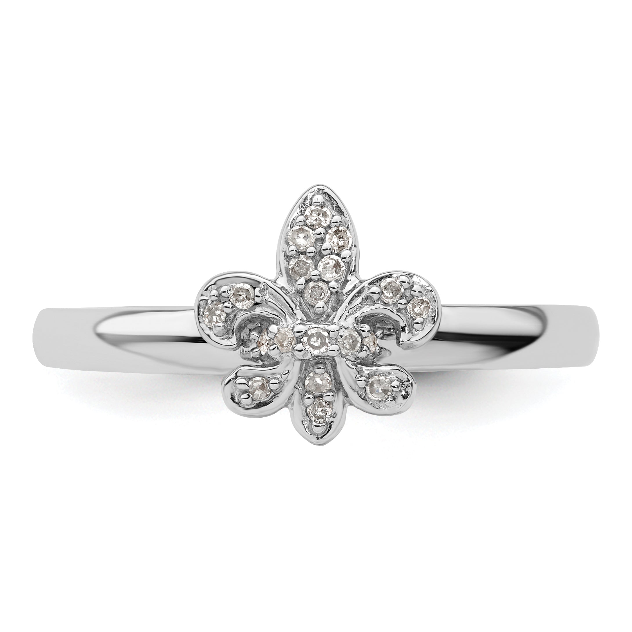 Sterling Silver Stackable Expressions Fleur De Lis Diamond Ring