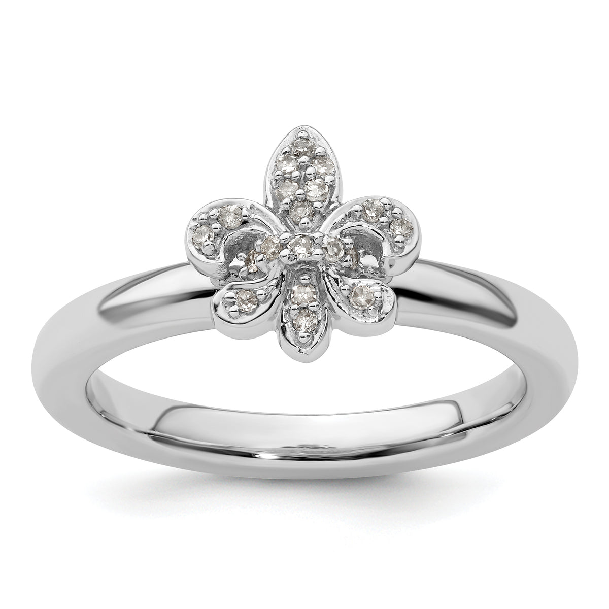 Sterling Silver Stackable Expressions Fleur De Lis Diamond Ring