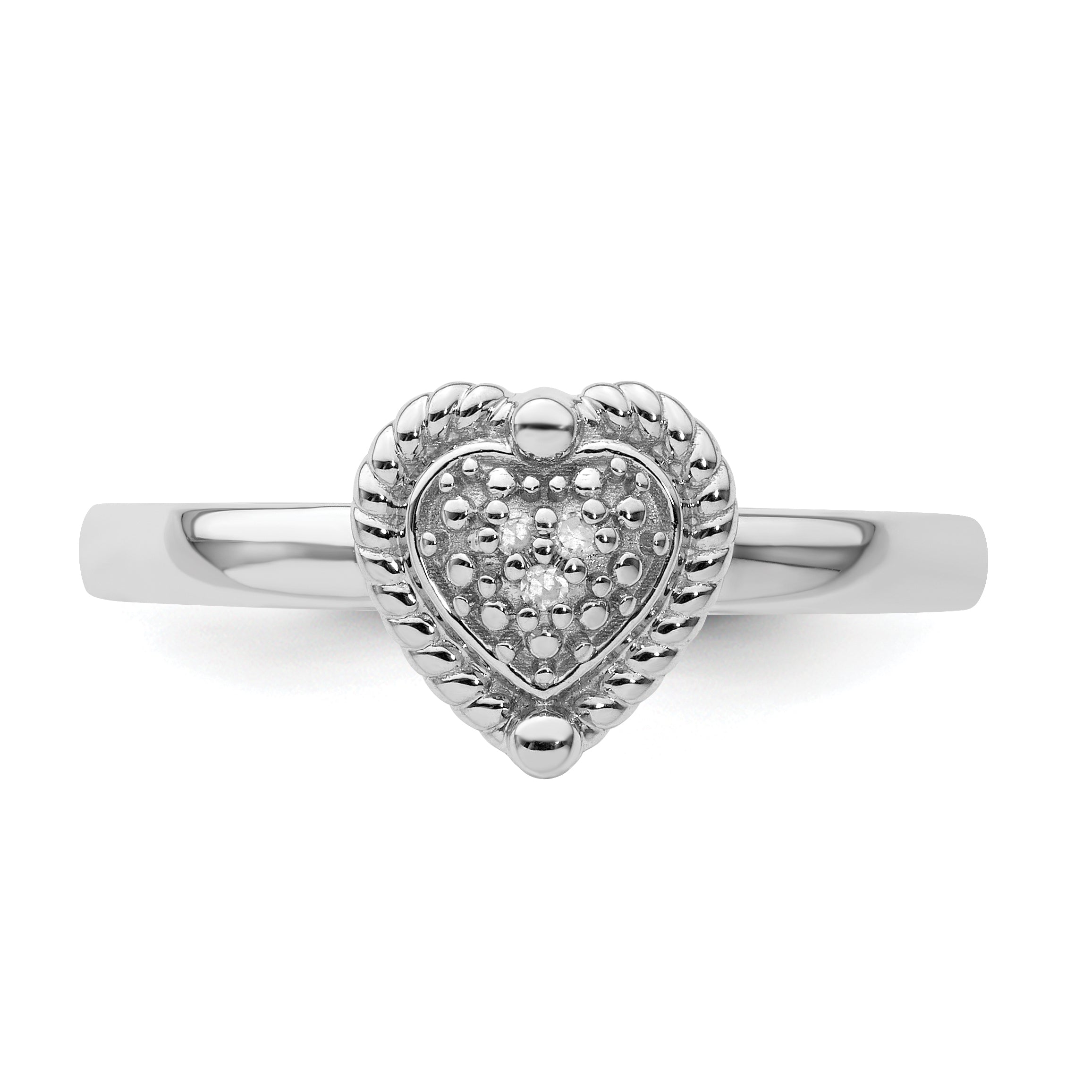 Sterling Silver Stackable Expressions Heart Diamond Ring