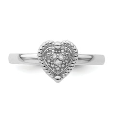 Sterling Silver Stackable Expressions Heart Diamond Ring