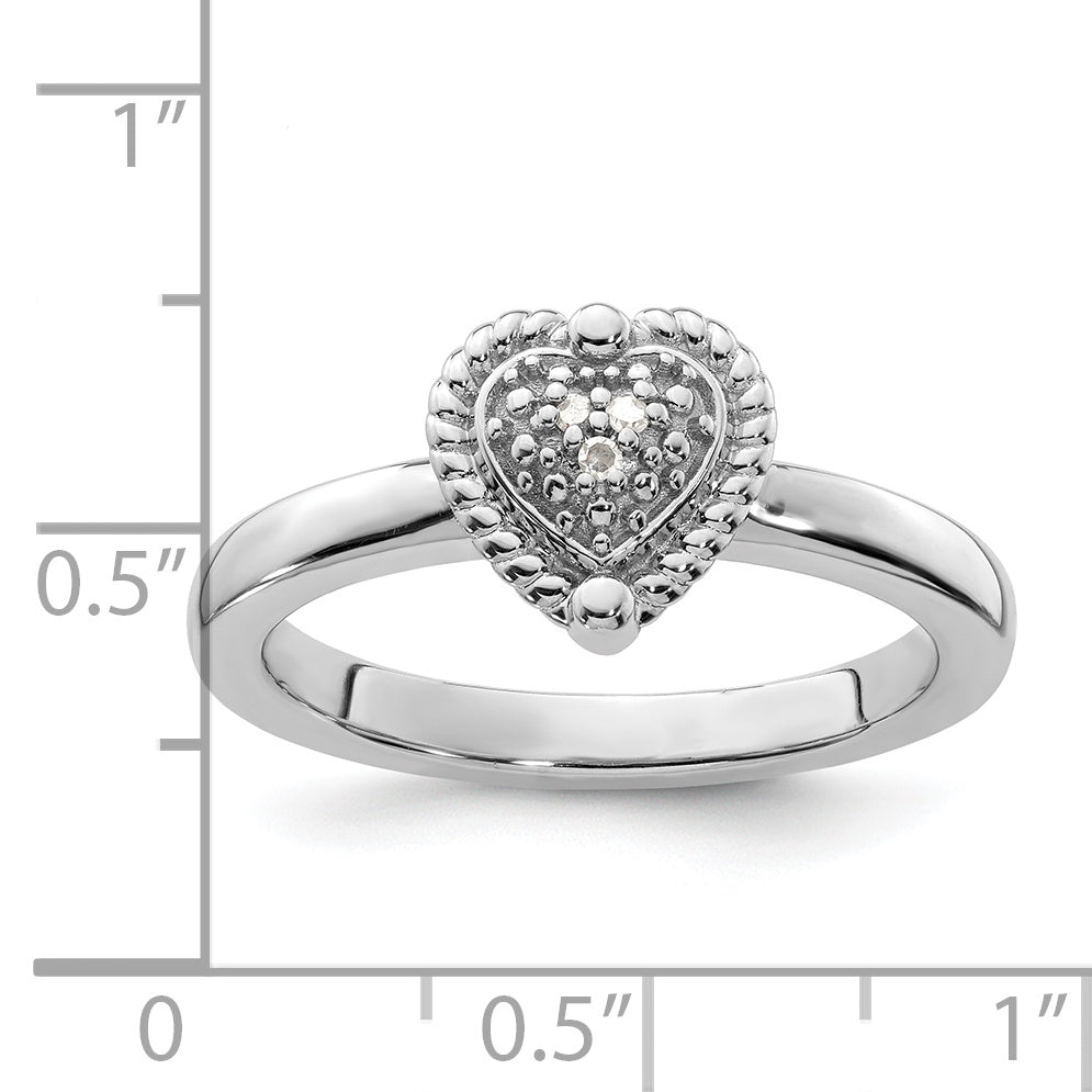 Sterling Silver Stackable Expressions Heart Diamond Ring