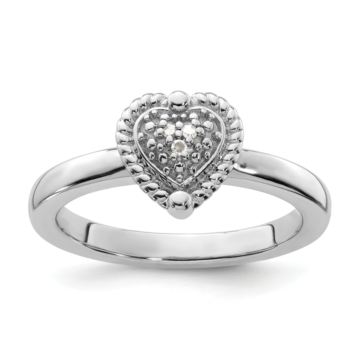 Sterling Silver Stackable Expressions Heart Diamond Ring