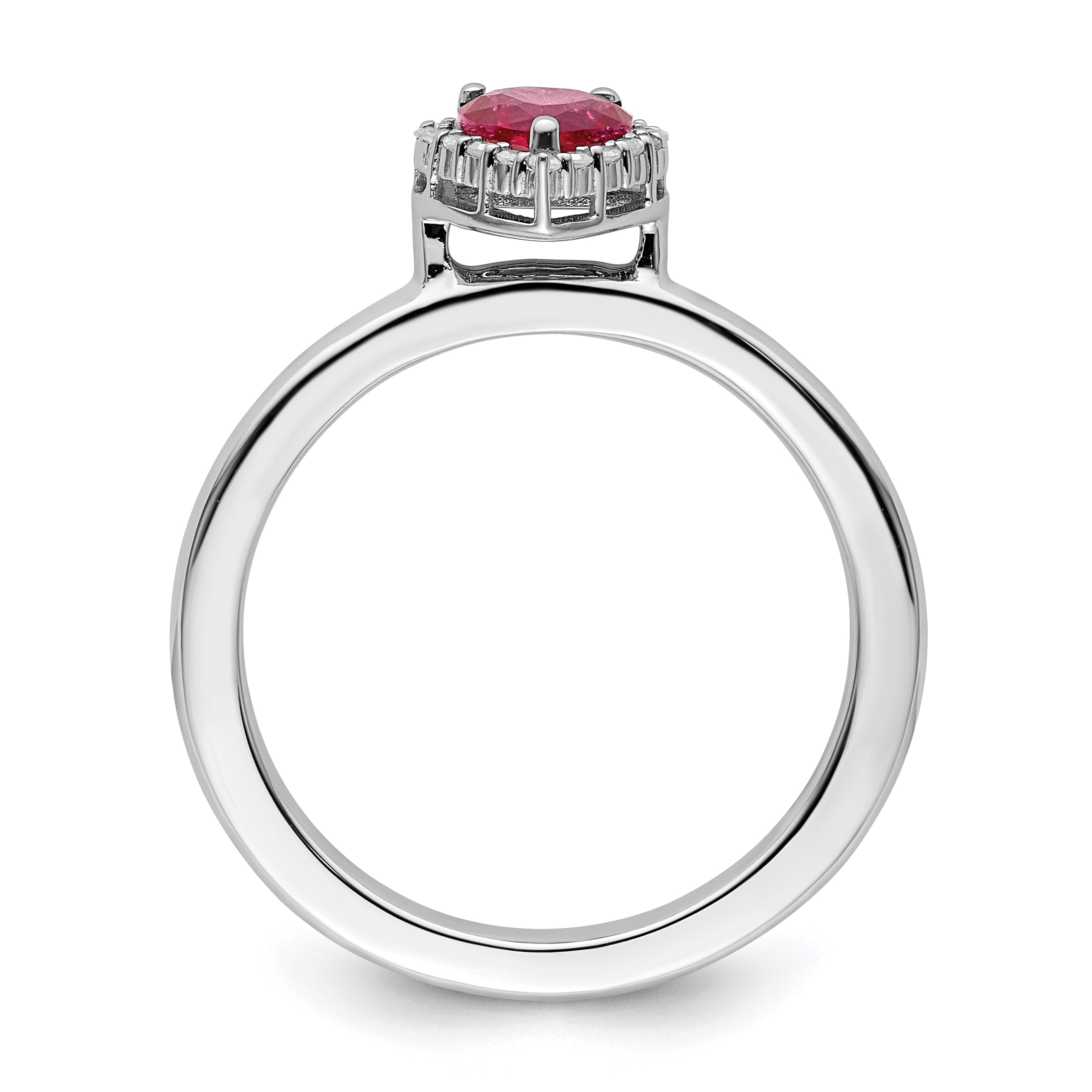 Sterling Silver Stackable Expressions Cr. Ruby Heart Diamond Ring