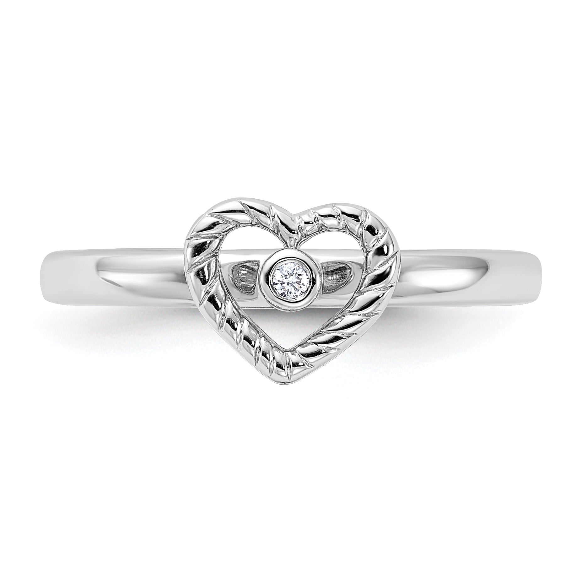 Sterling Silver Stackable Expressions Heart Diamond Ring