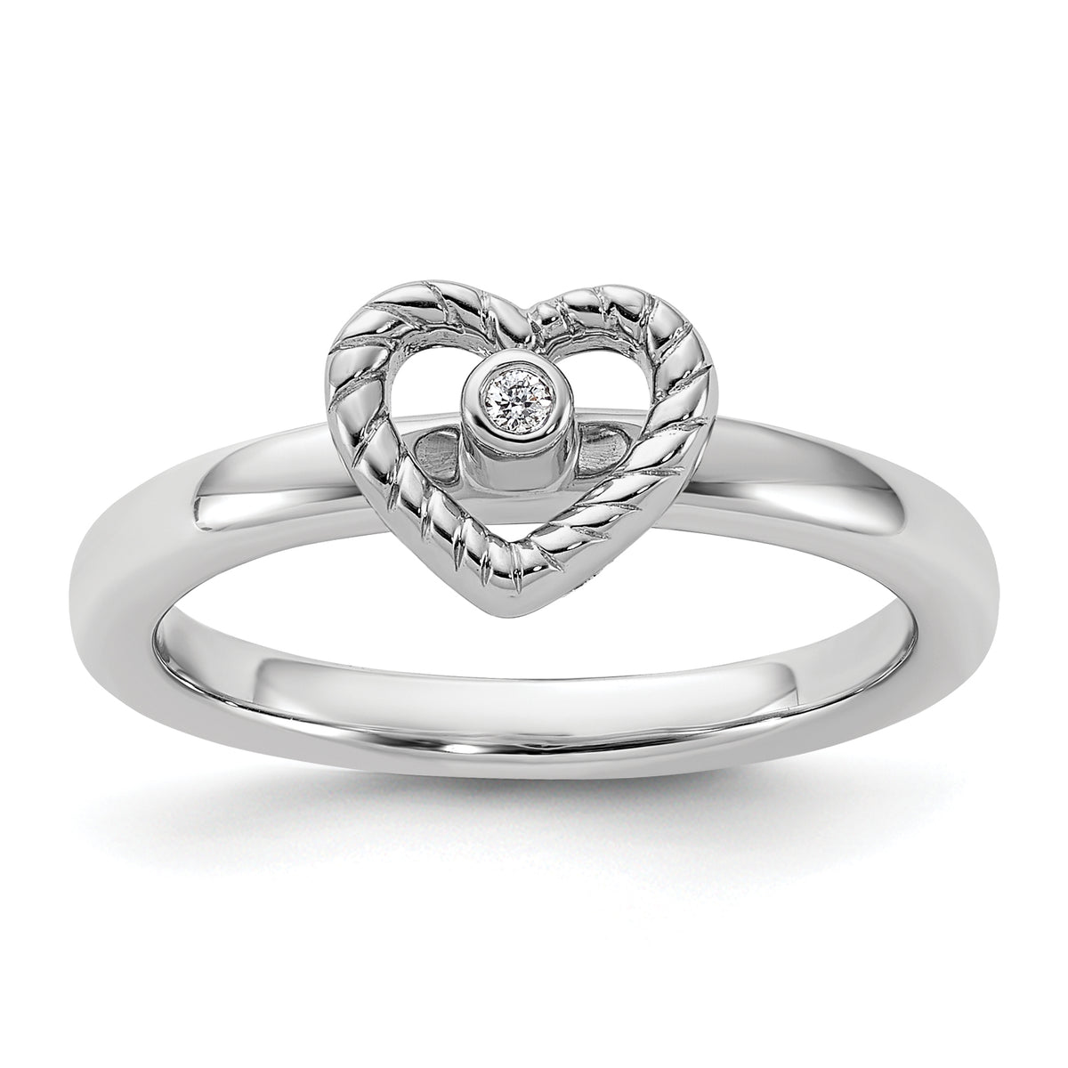 Sterling Silver Stackable Expressions Heart Diamond Ring