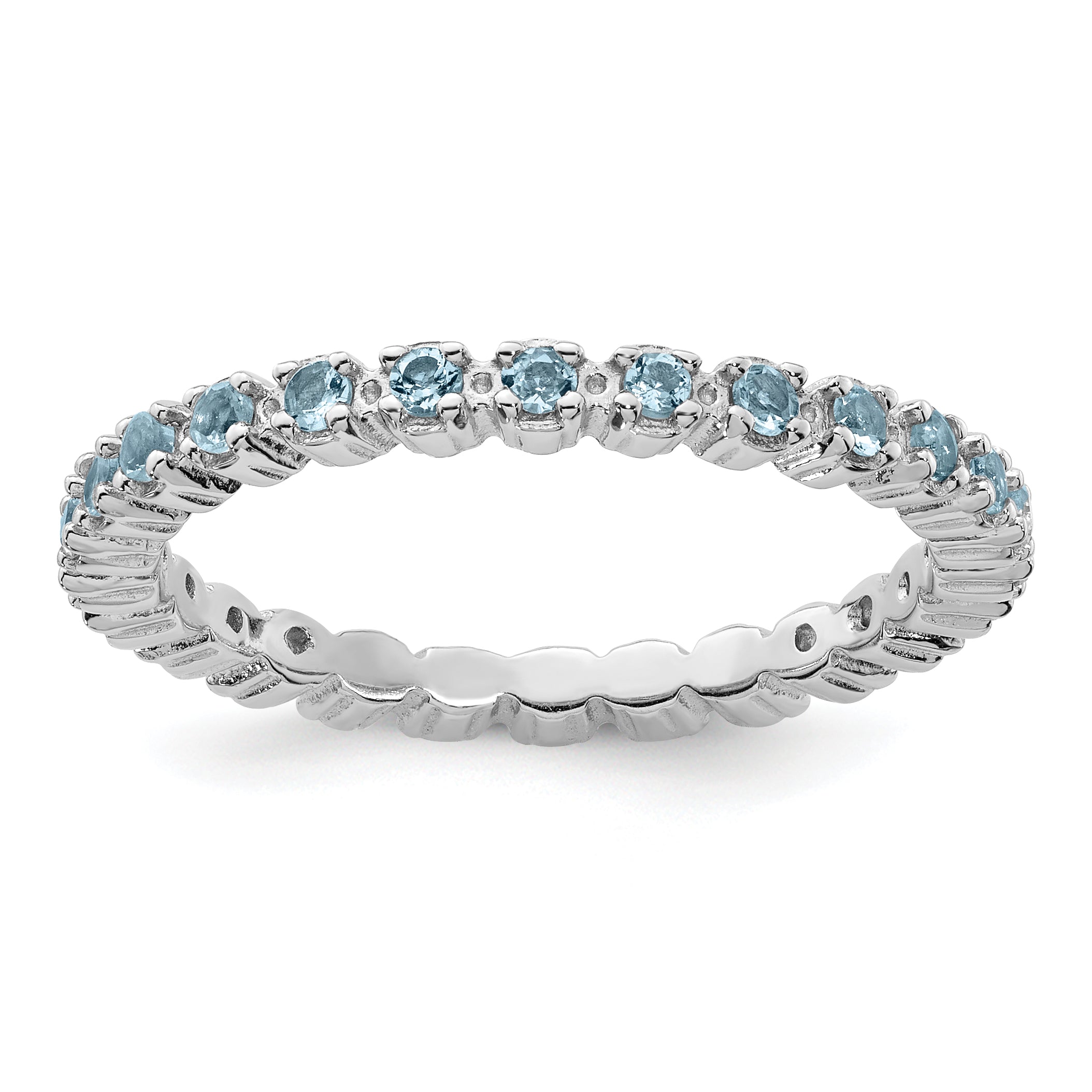 Sterling Silver Stackable Expressions Aquamarine Ring