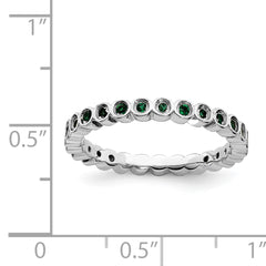 Sterling Silver Stackable Expressions Created Emerald Ring