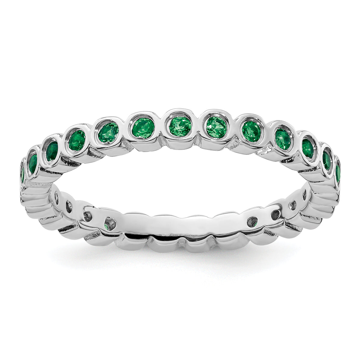 Sterling Silver Stackable Expressions Created Emerald Ring