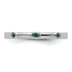 Sterling Silver Stackable Expressions Created Emerald Ring