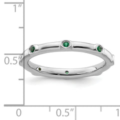 Sterling Silver Stackable Expressions Created Emerald Ring