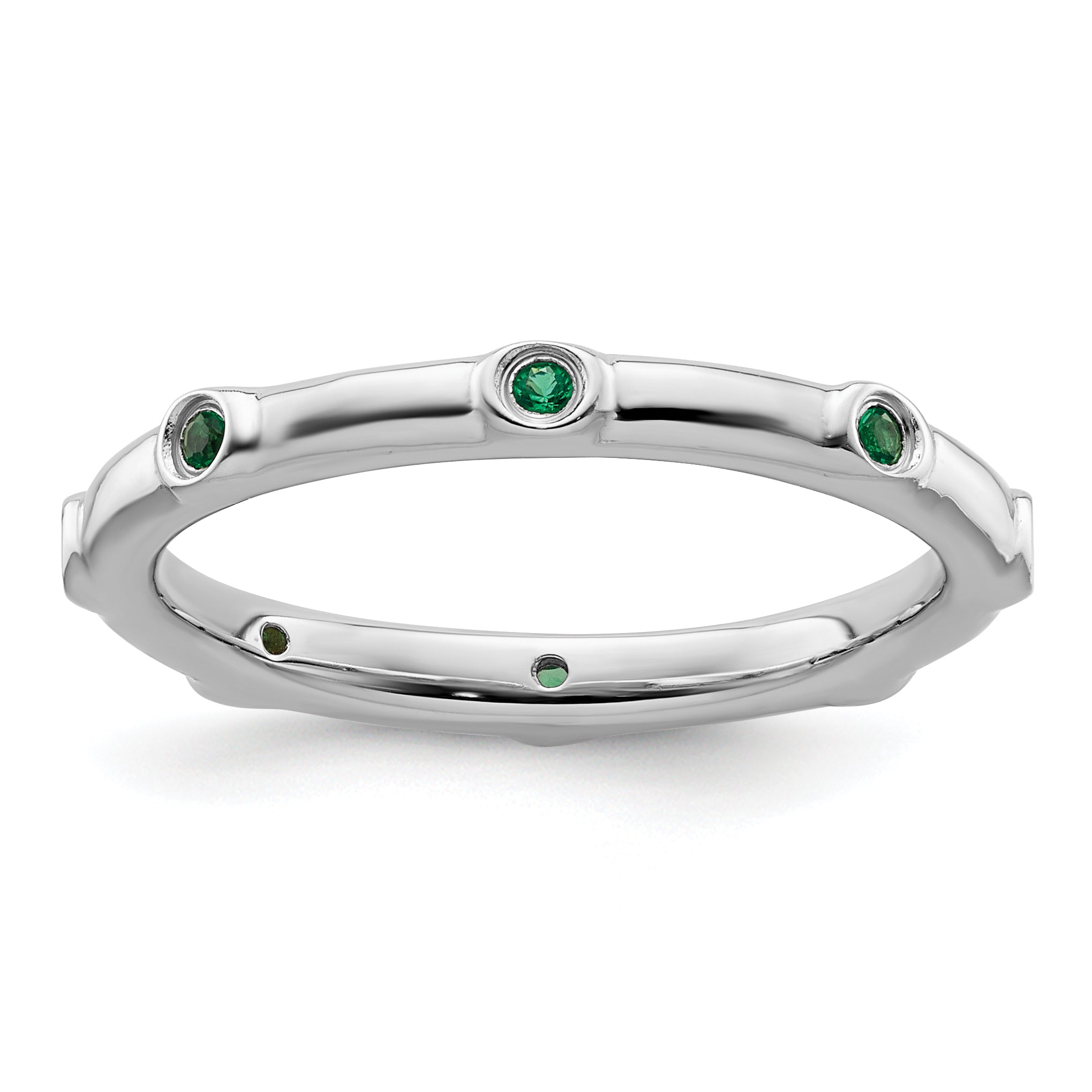 Sterling Silver Stackable Expressions Created Emerald Ring