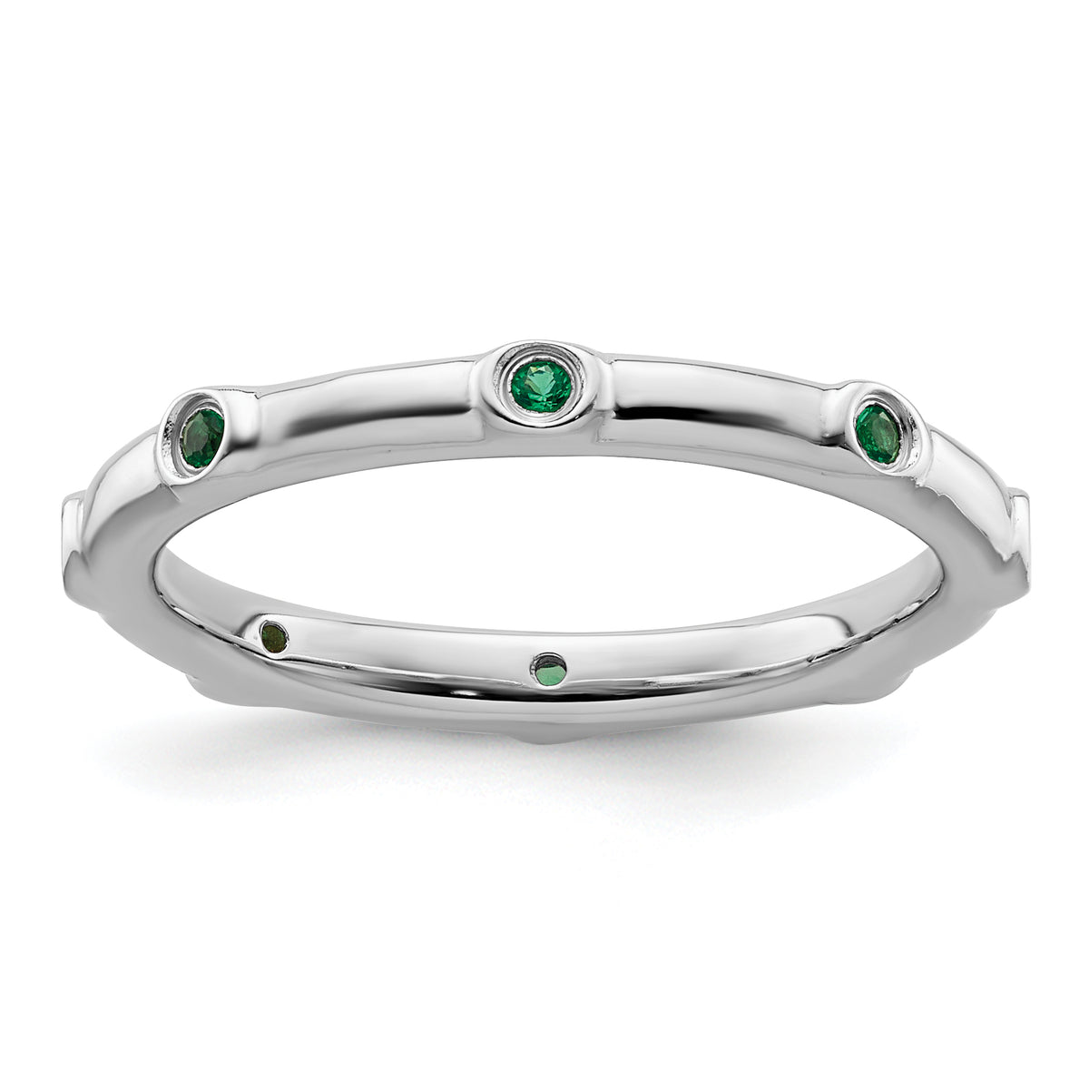 Sterling Silver Stackable Expressions Created Emerald Ring