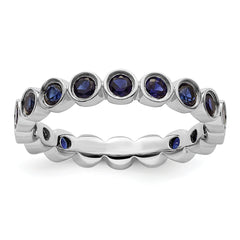 Sterling Silver Stackable Expressions Created Sapphire Ring