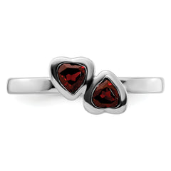 Sterling Silver Stackable Expressions Garnet Double Heart Ring