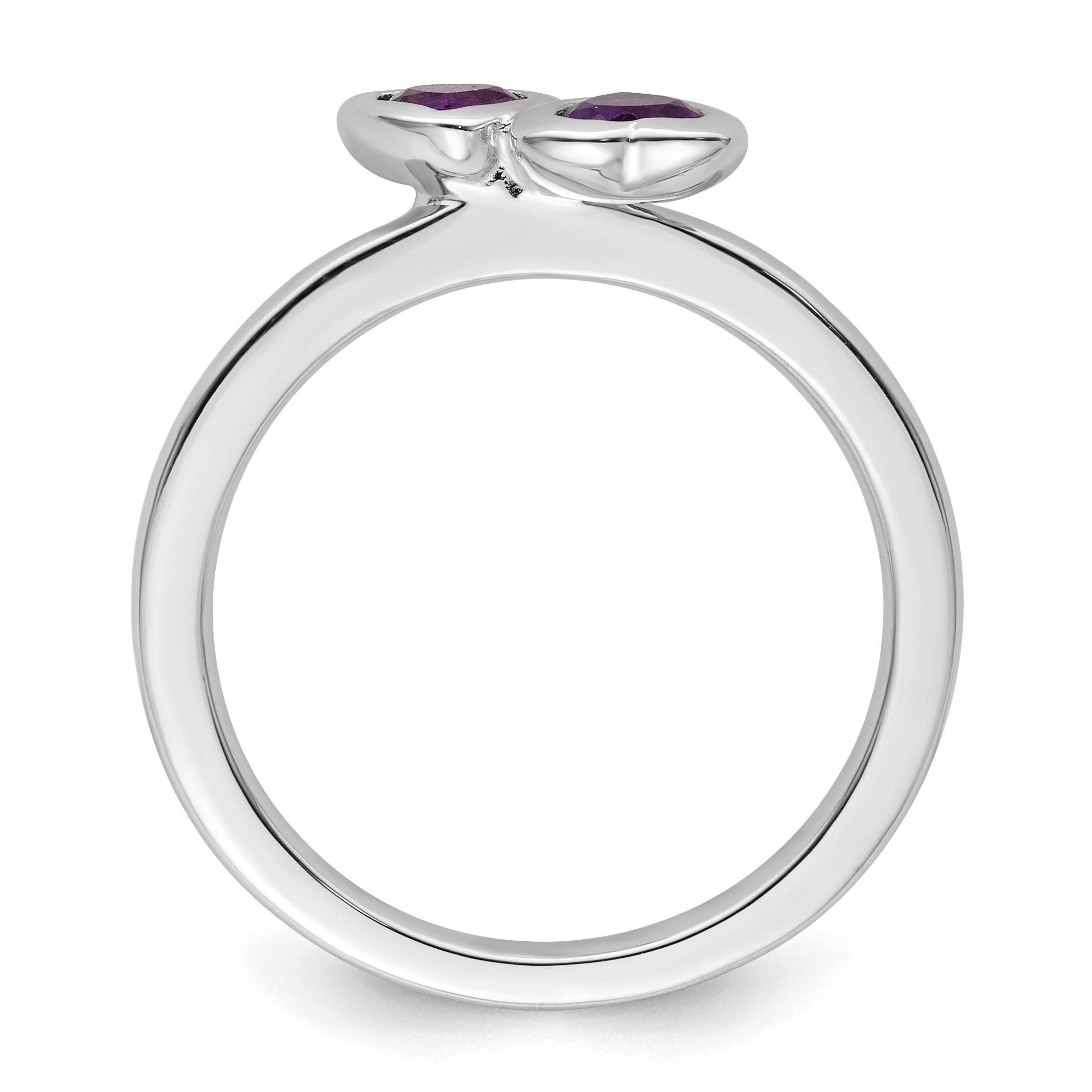 Sterling Silver Stackable Expressions Amethyst Double Heart Ring