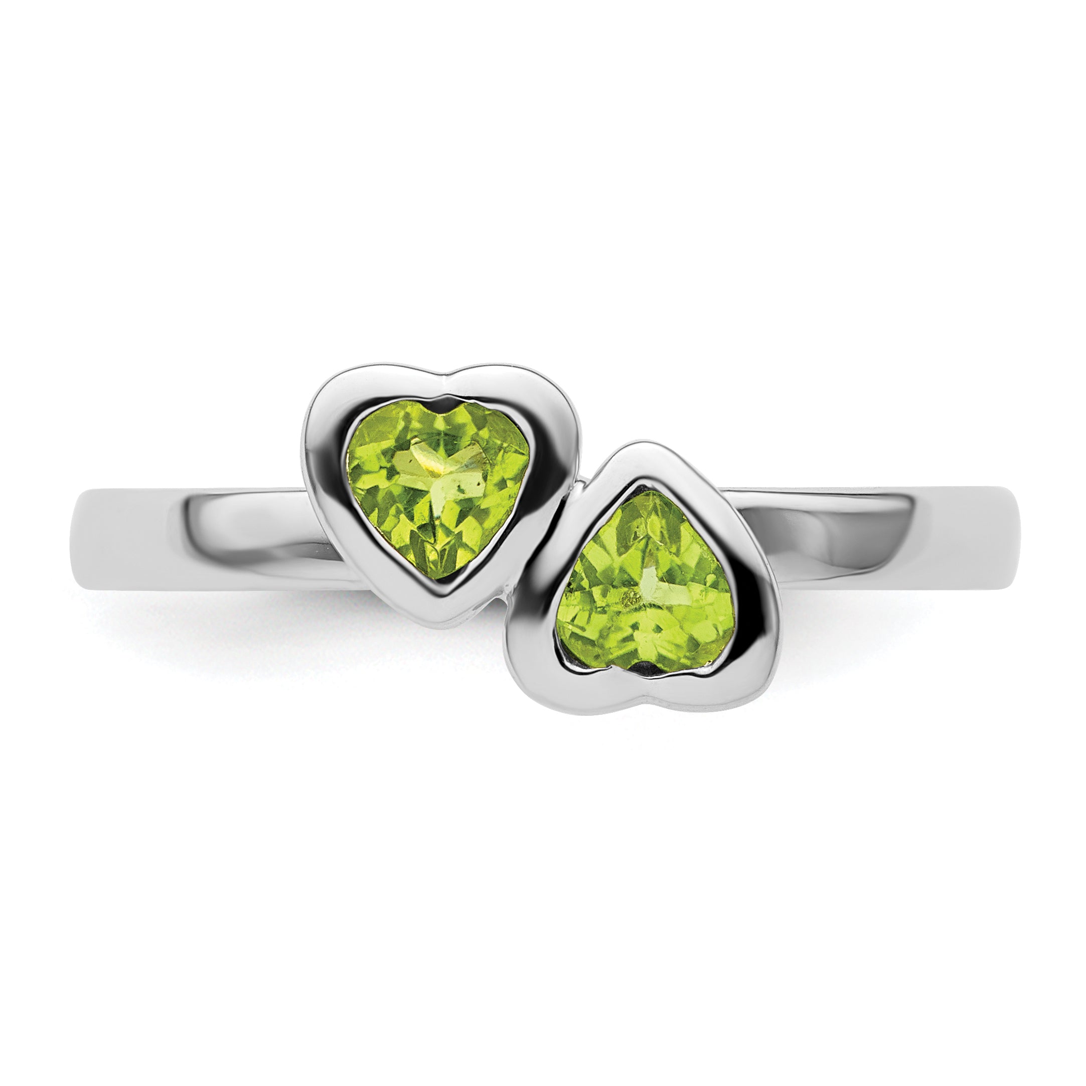 Sterling Silver Stackable Expressions Peridot Double Heart Ring