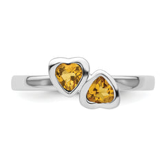 Sterling Silver Stackable Expressions Citrine Double Heart Ring