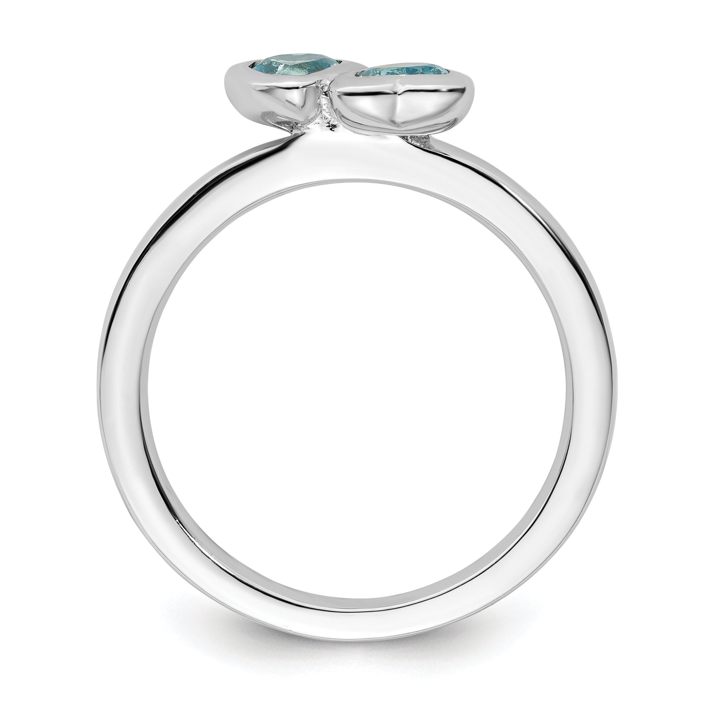 Sterling Silver Stackable Expressions Blue Topaz Double Heart Ring