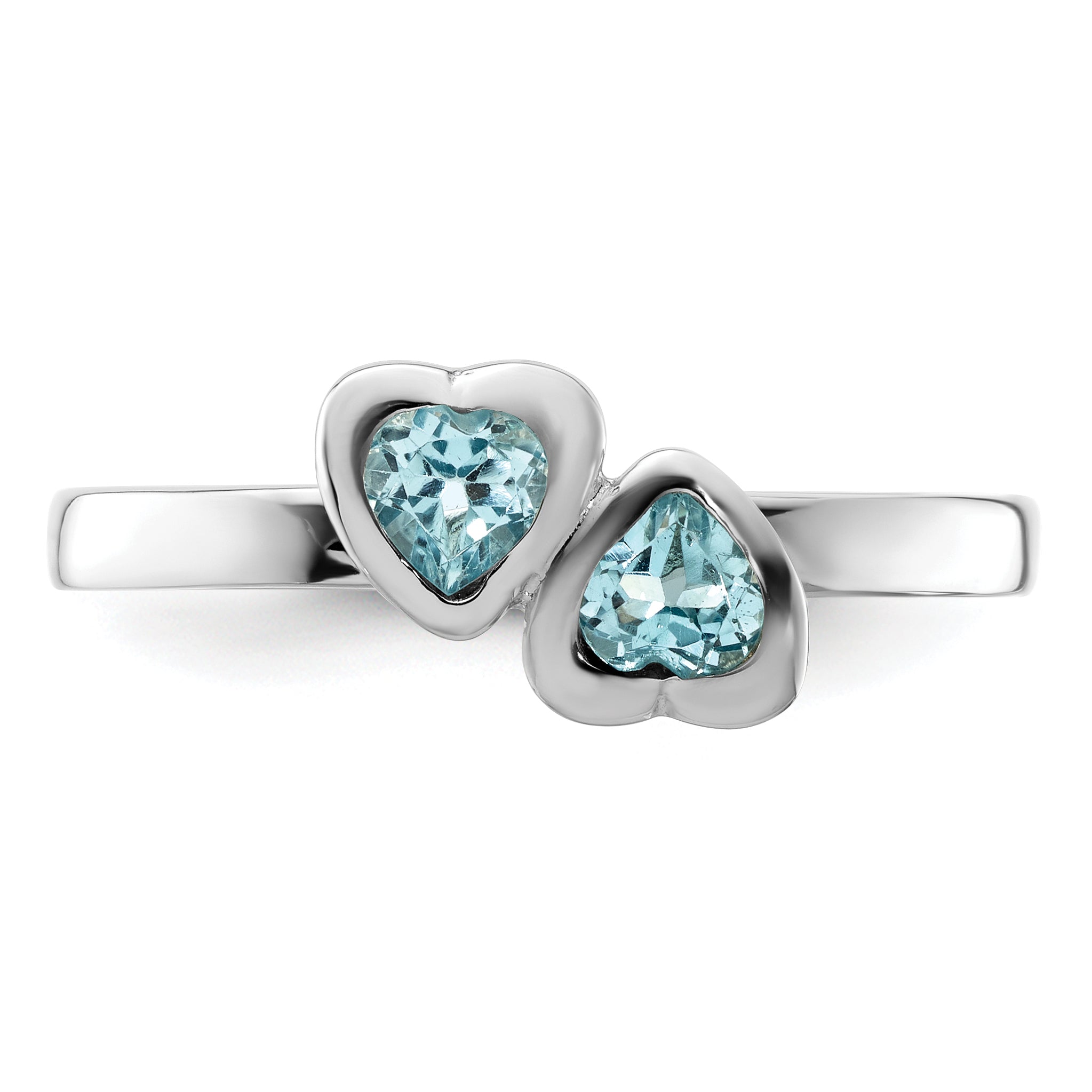 Sterling Silver Stackable Expressions Blue Topaz Double Heart Ring