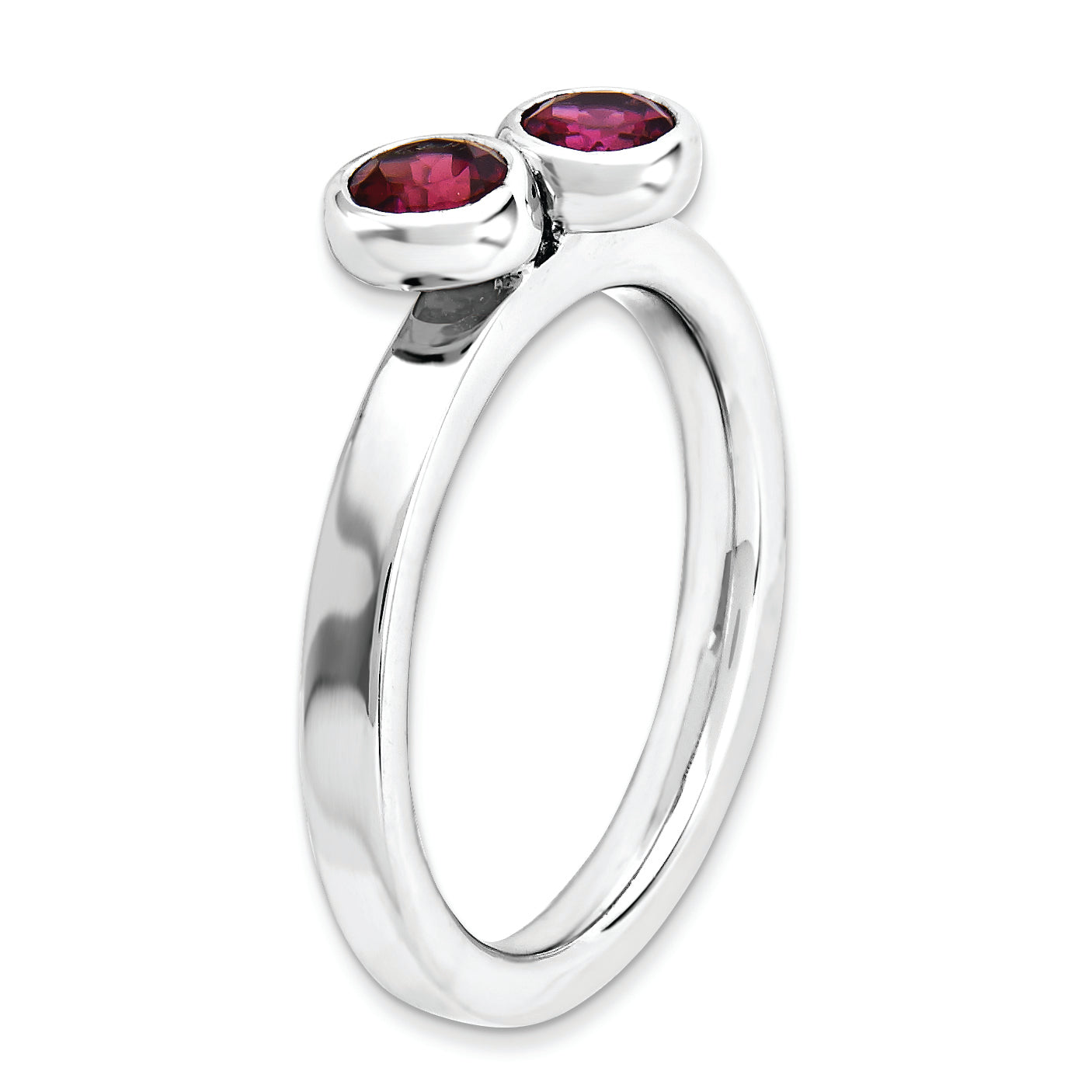 Sterling Silver Stackable Expressions Dbl Round Rhodolite Garnet Ring