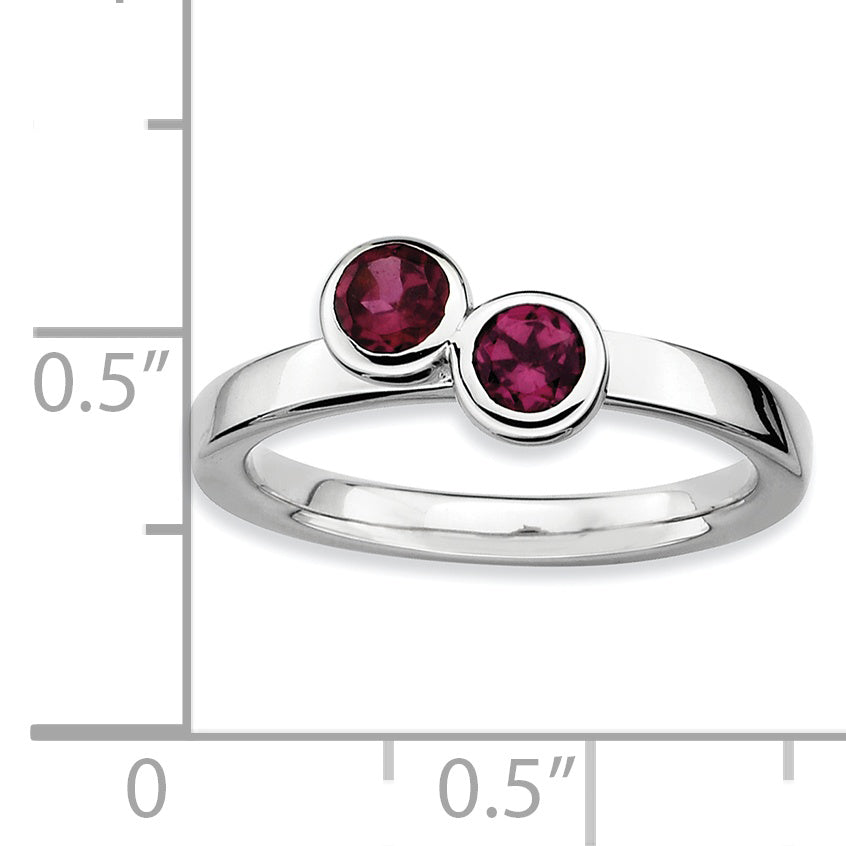 Sterling Silver Stackable Expressions Dbl Round Rhodolite Garnet Ring