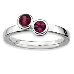 Sterling Silver Stackable Expressions Dbl Round Rhodolite Garnet Ring