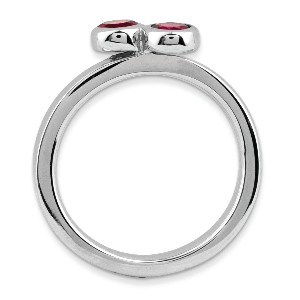 Sterling Silver Stackable Expressions Dbl Round Created Ruby Ring