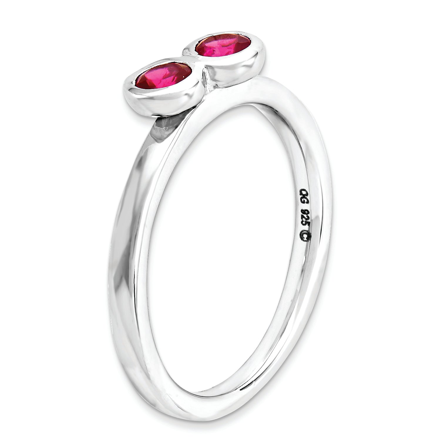 Sterling Silver Stackable Expressions Dbl Round Created Ruby Ring