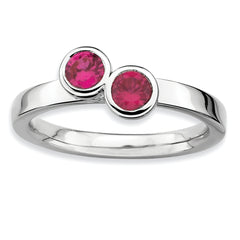 Sterling Silver Stackable Expressions Dbl Round Created Ruby Ring