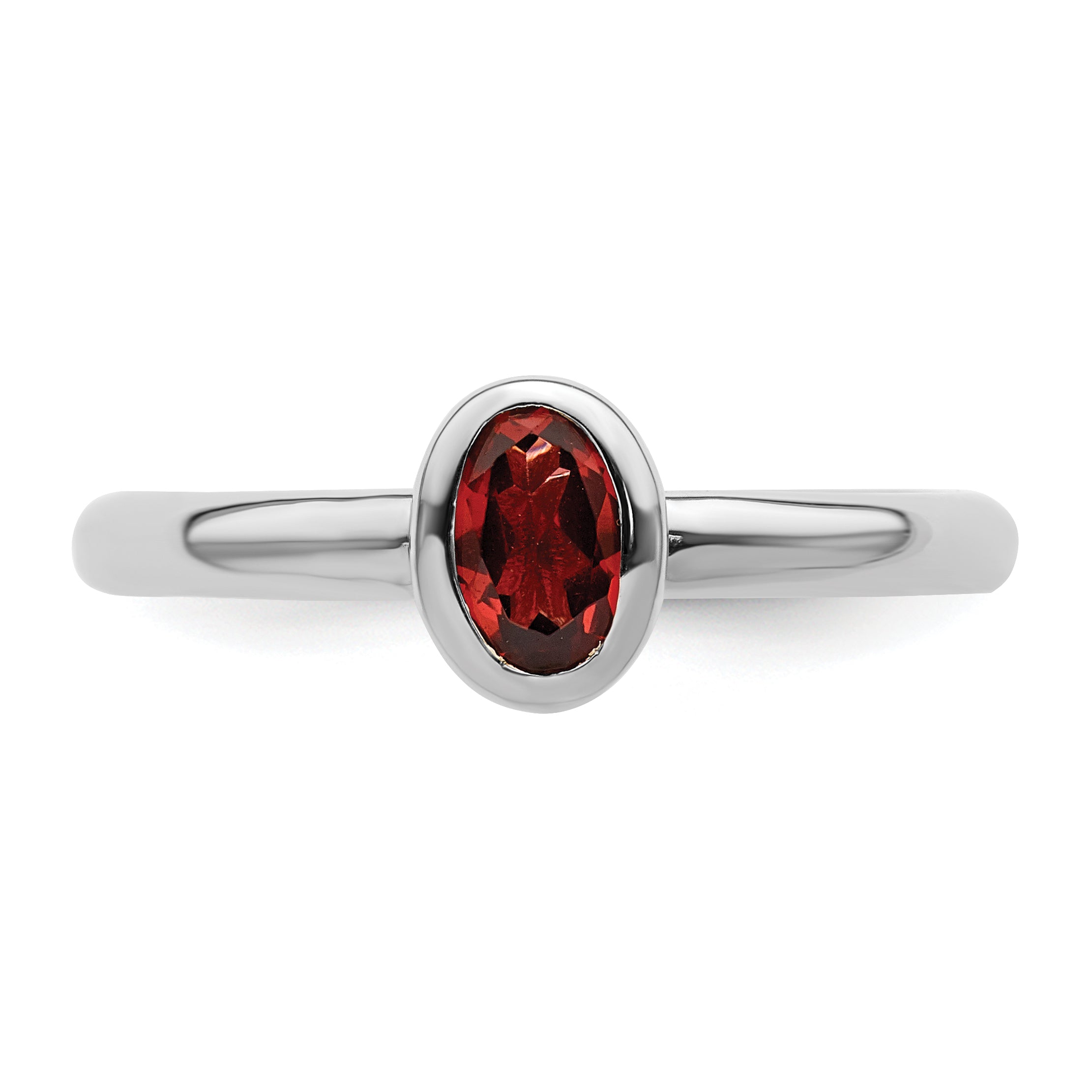 Sterling Silver Stackable Expressions Oval Garnet Ring