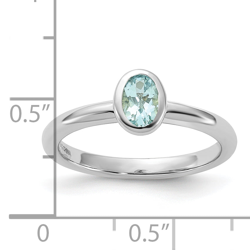 Sterling Silver Stackable Expressions Oval Aquamarine Ring