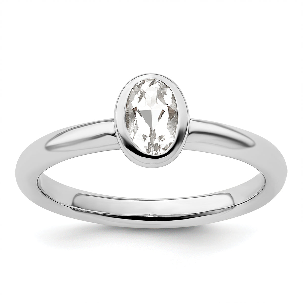 Sterling Silver Stackable Expressions Oval White Topaz Ring