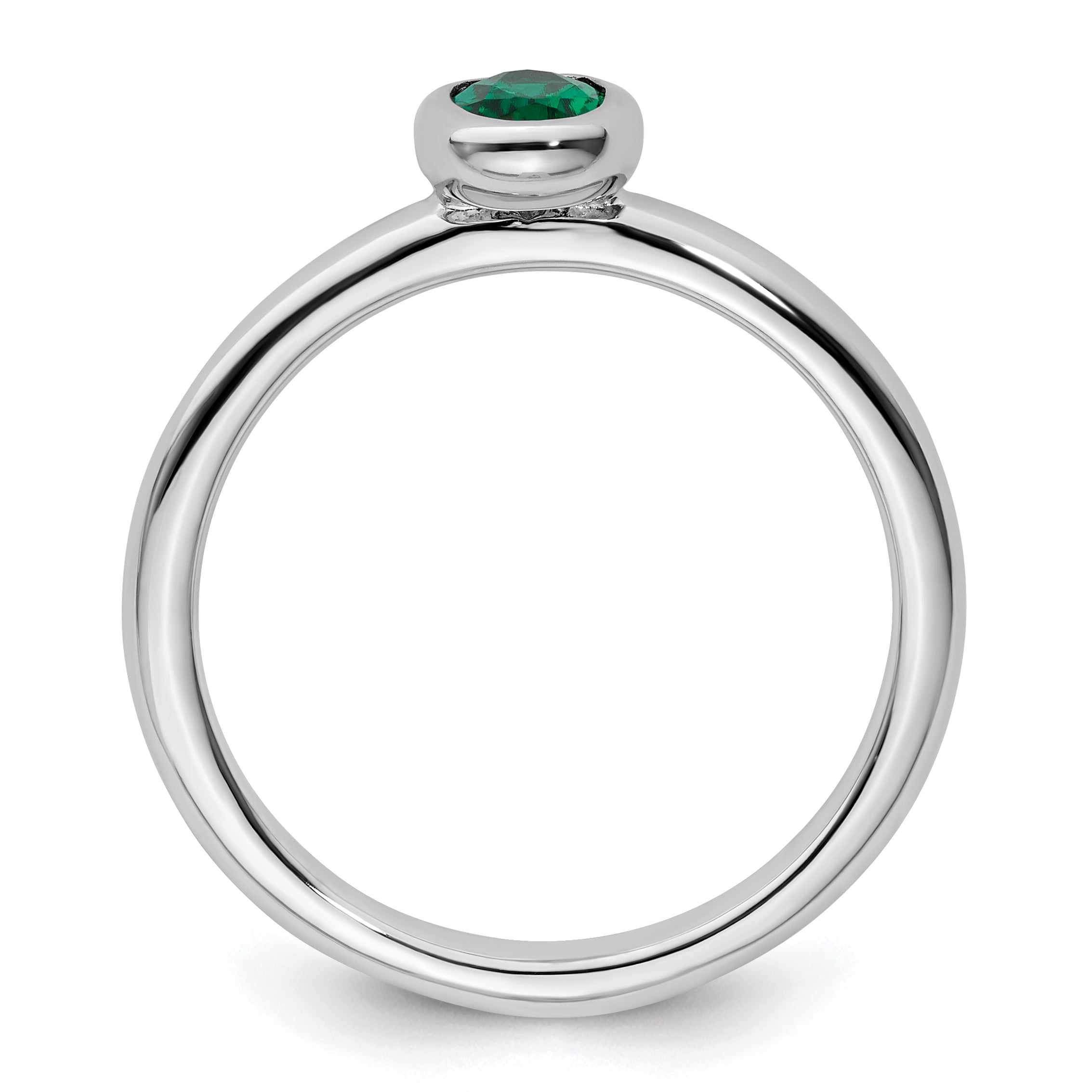 Sterling Silver Stackable Expressions Oval Created Emerald Ring