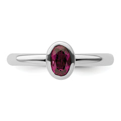 Sterling Silver Stackable Expressions Oval Rhodolite Garnet Ring