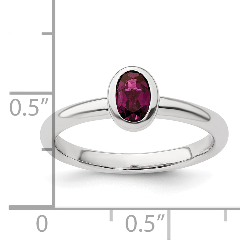 Sterling Silver Stackable Expressions Oval Rhodolite Garnet Ring