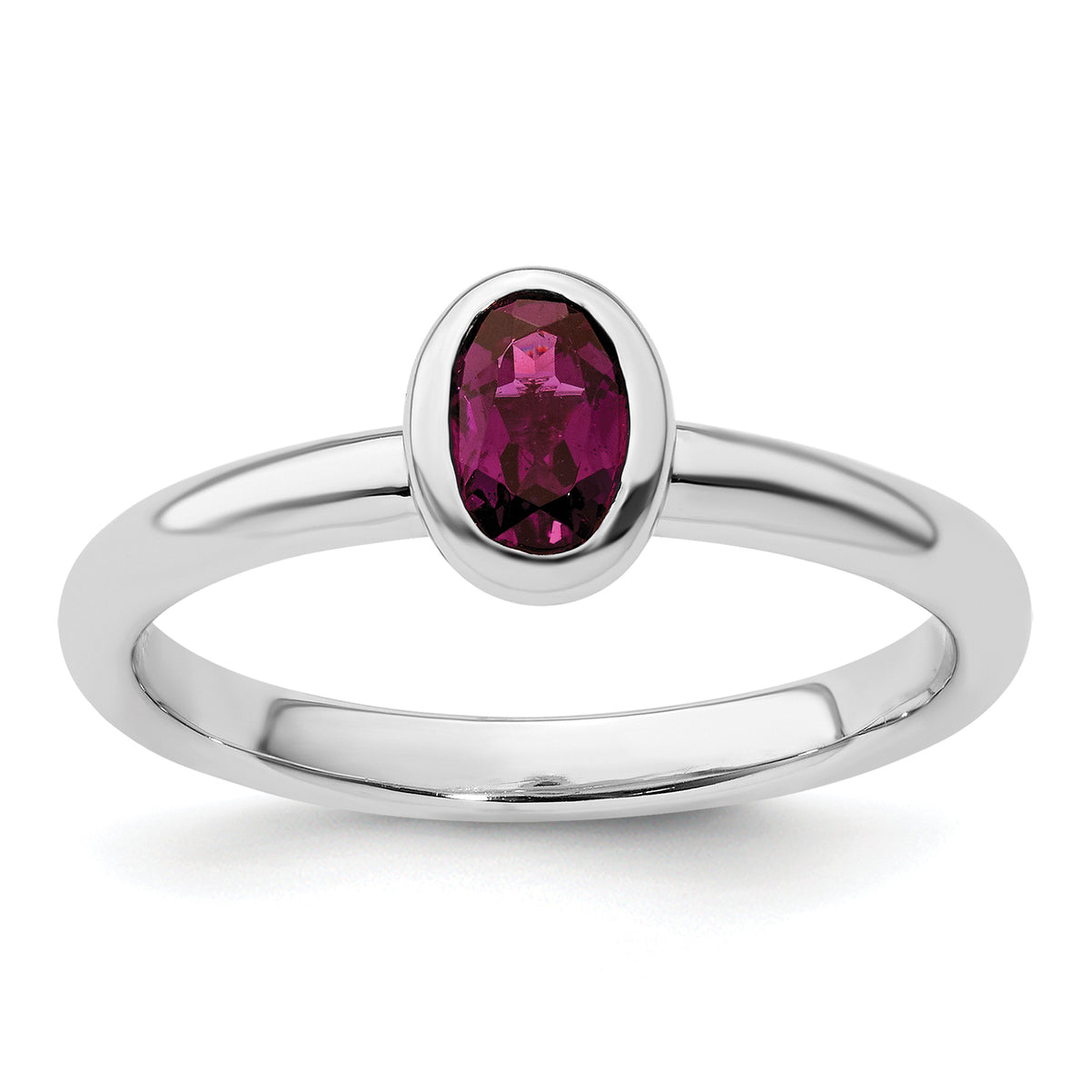 Sterling Silver Stackable Expressions Oval Rhodolite Garnet Ring