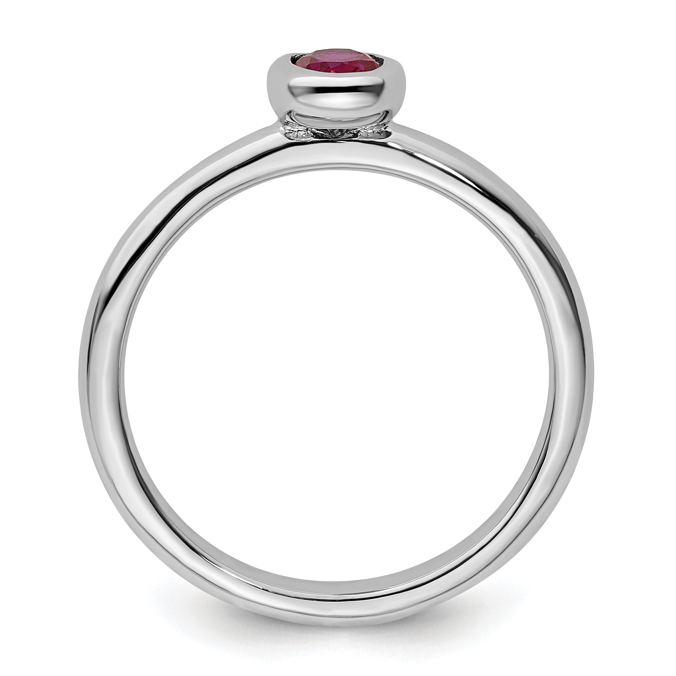 Sterling Silver Stackable Expressions Oval Created Ruby Ring