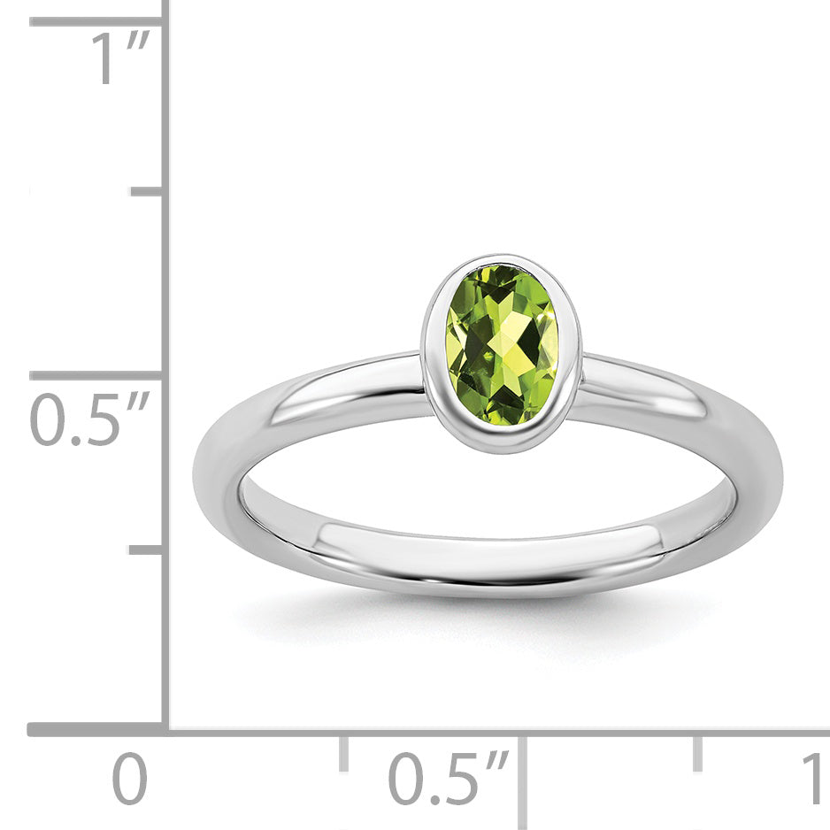 Sterling Silver Stackable Expressions Oval Peridot Ring