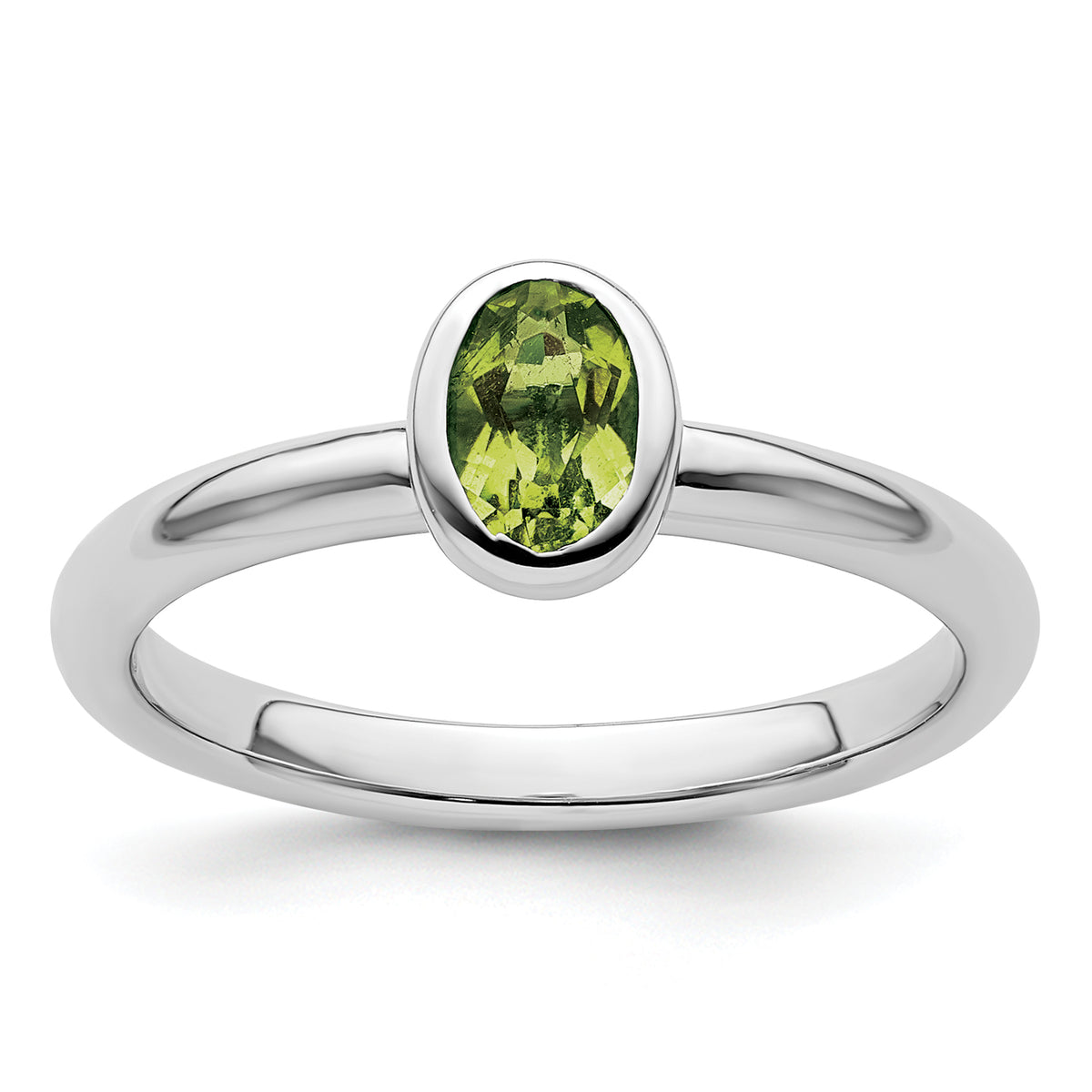 Sterling Silver Stackable Expressions Oval Peridot Ring