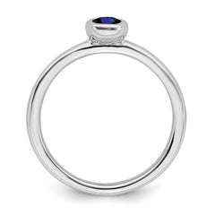 Sterling Silver Stackable Expressions Oval Created Sapphire Ring