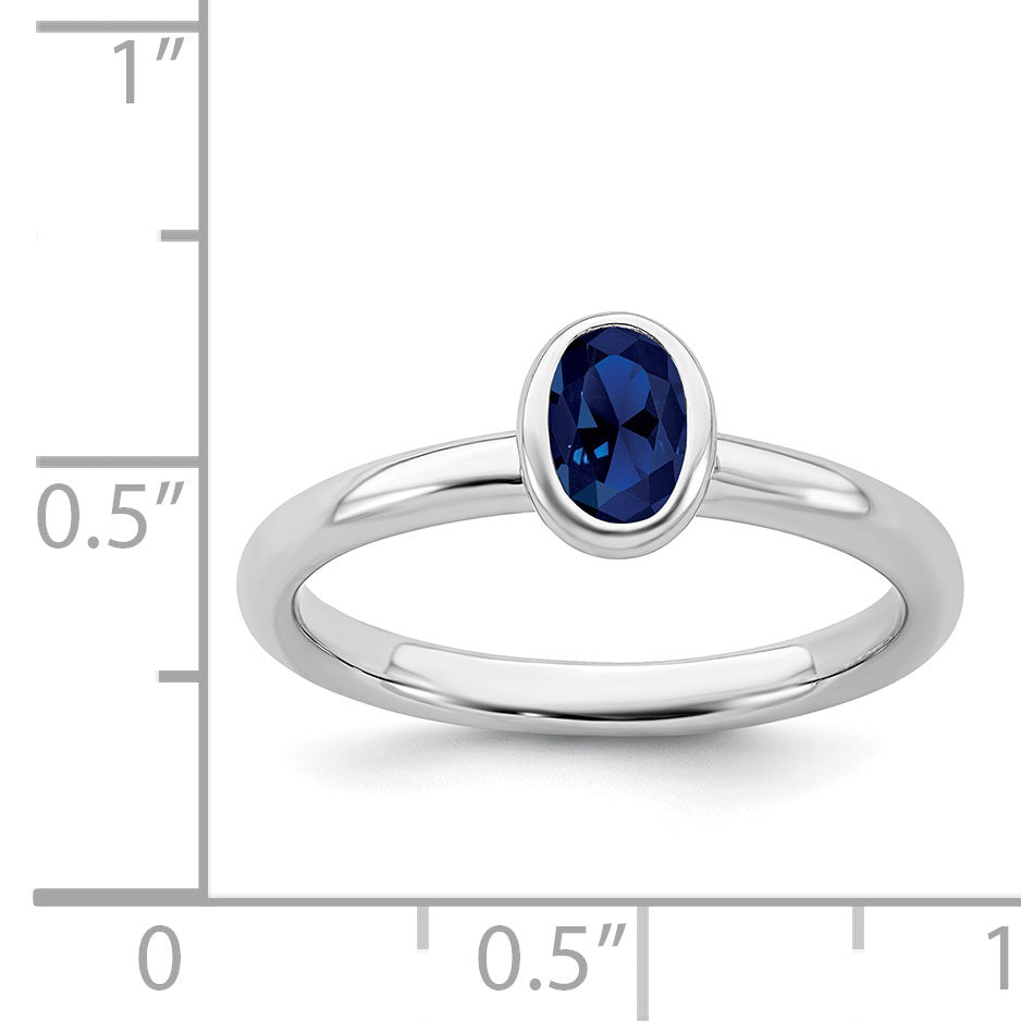 Sterling Silver Stackable Expressions Oval Created Sapphire Ring